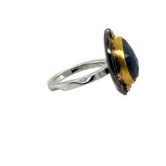 JAS-19-1804 - 24K GOLD/STERLING SILVER RING with 6.00 CT PEAR SHAPE SAPPHIRE