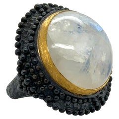 JAS-19-1807 - 24K GOLD/STERLING SILVER RING with 20MM MOON STONE