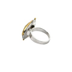 JAS-19-1835 - 24K/SS HANDMADE RING w CHROME DIOPSIDES & NATURAL YELLOW SAPPHIRE