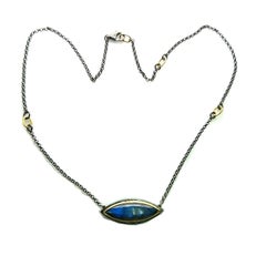 JAS-19-1839 - 24KT GOLD/SS 18" NECKLACE with LABRADORITE