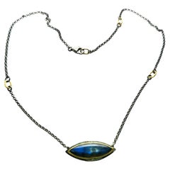 JAS-19-1839 - 24KT GOLD/SS 18" NECKLACE with LABRADORITE