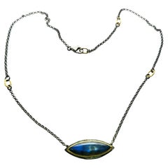 JAS-19-1839 - 24KT GOLD/SS 18" NECKLACE with LABRADORITE 