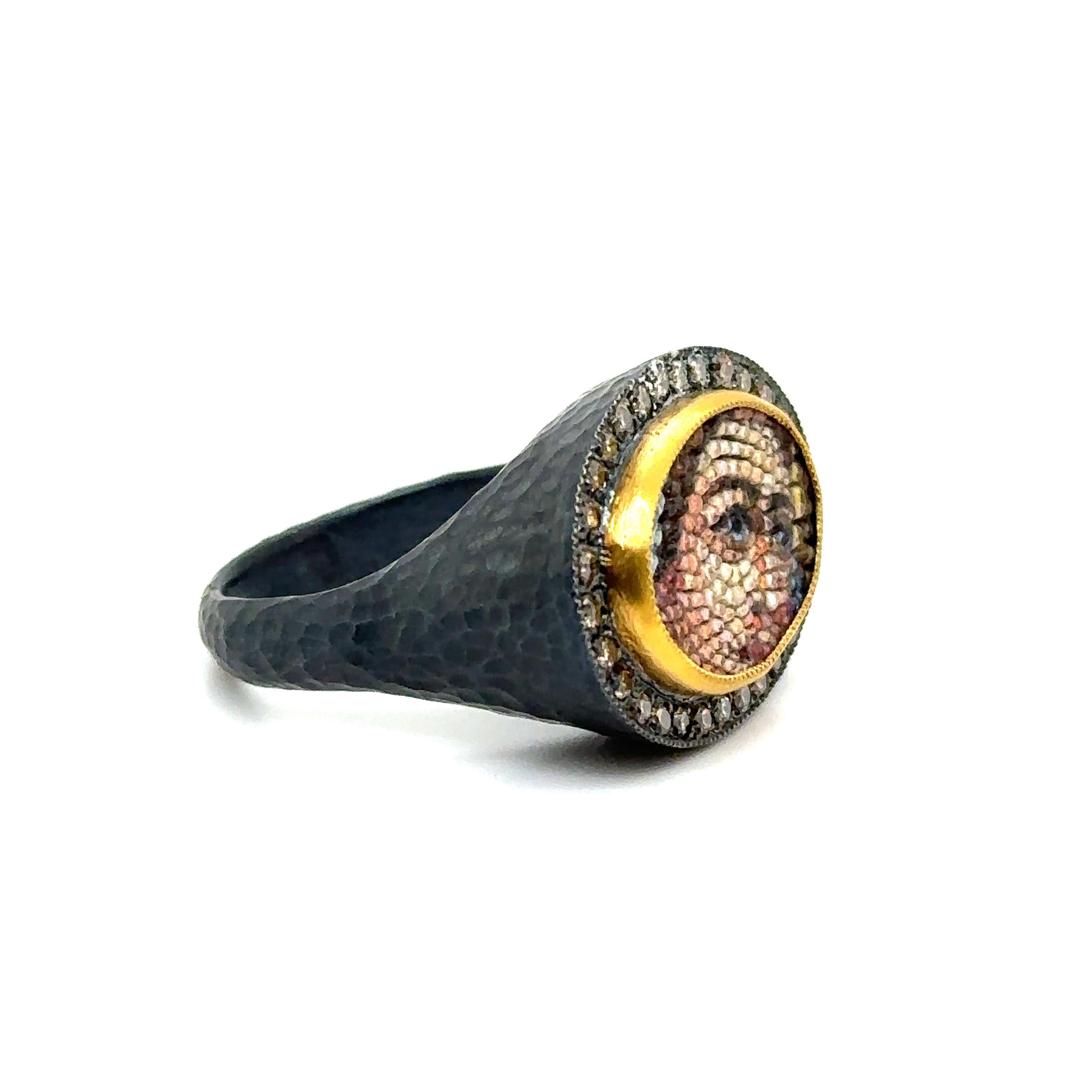 JAS-19-1966 - 24KT GOLD/SS MOSAIC RING with DIAMONDS  For Sale 3