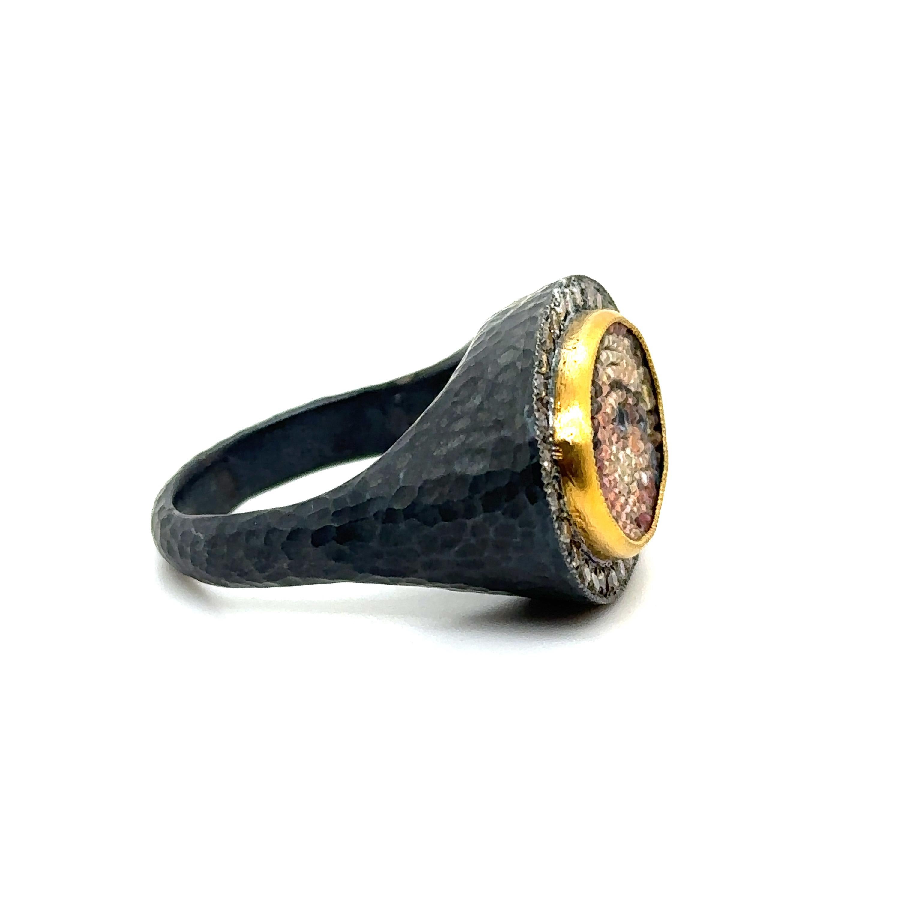 Modern JAS-19-1966 - 24KT GOLD/SS MOSAIC RING with DIAMONDS  For Sale