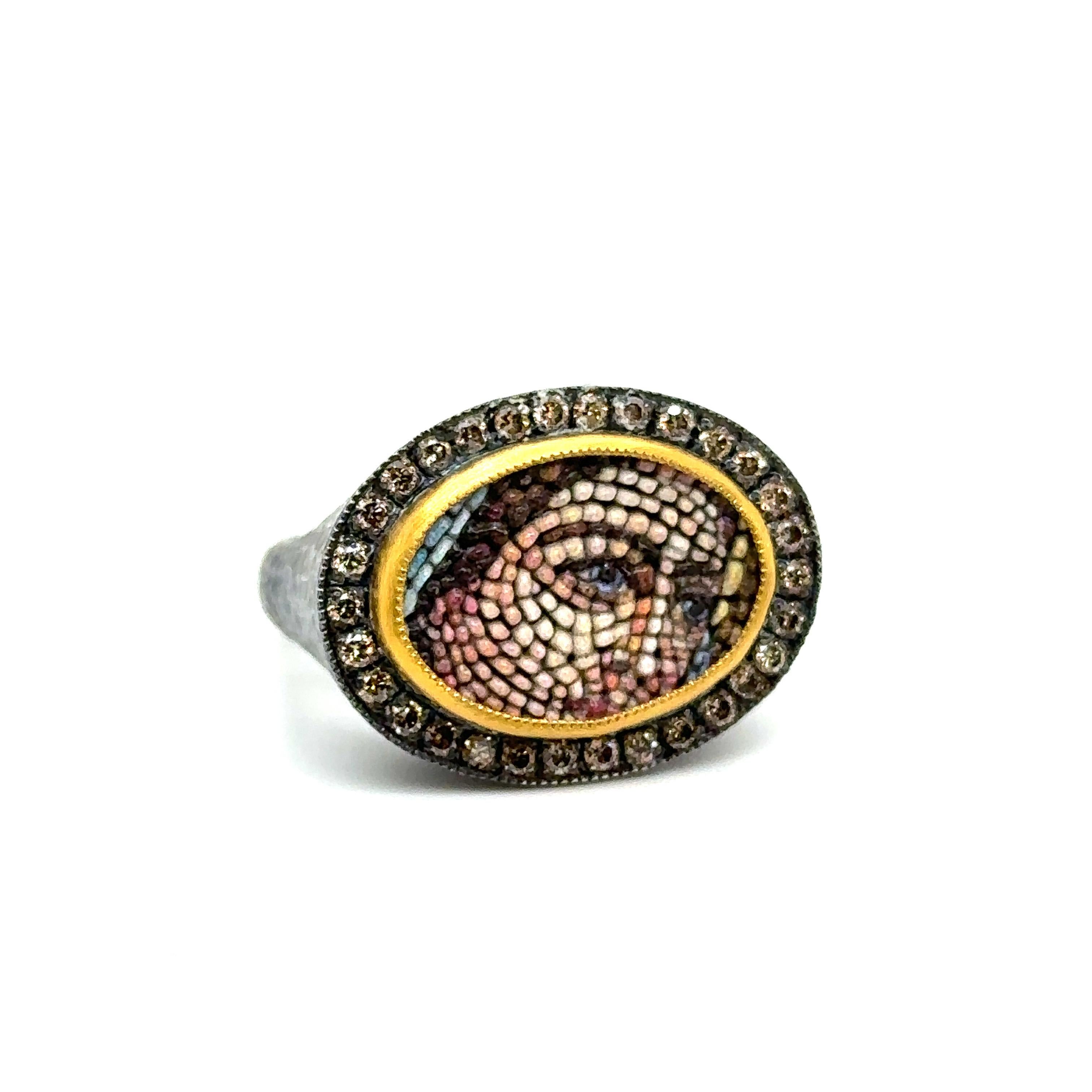 Women's JAS-19-1966 - 24KT GOLD/SS MOSAIC RING with DIAMONDS  For Sale