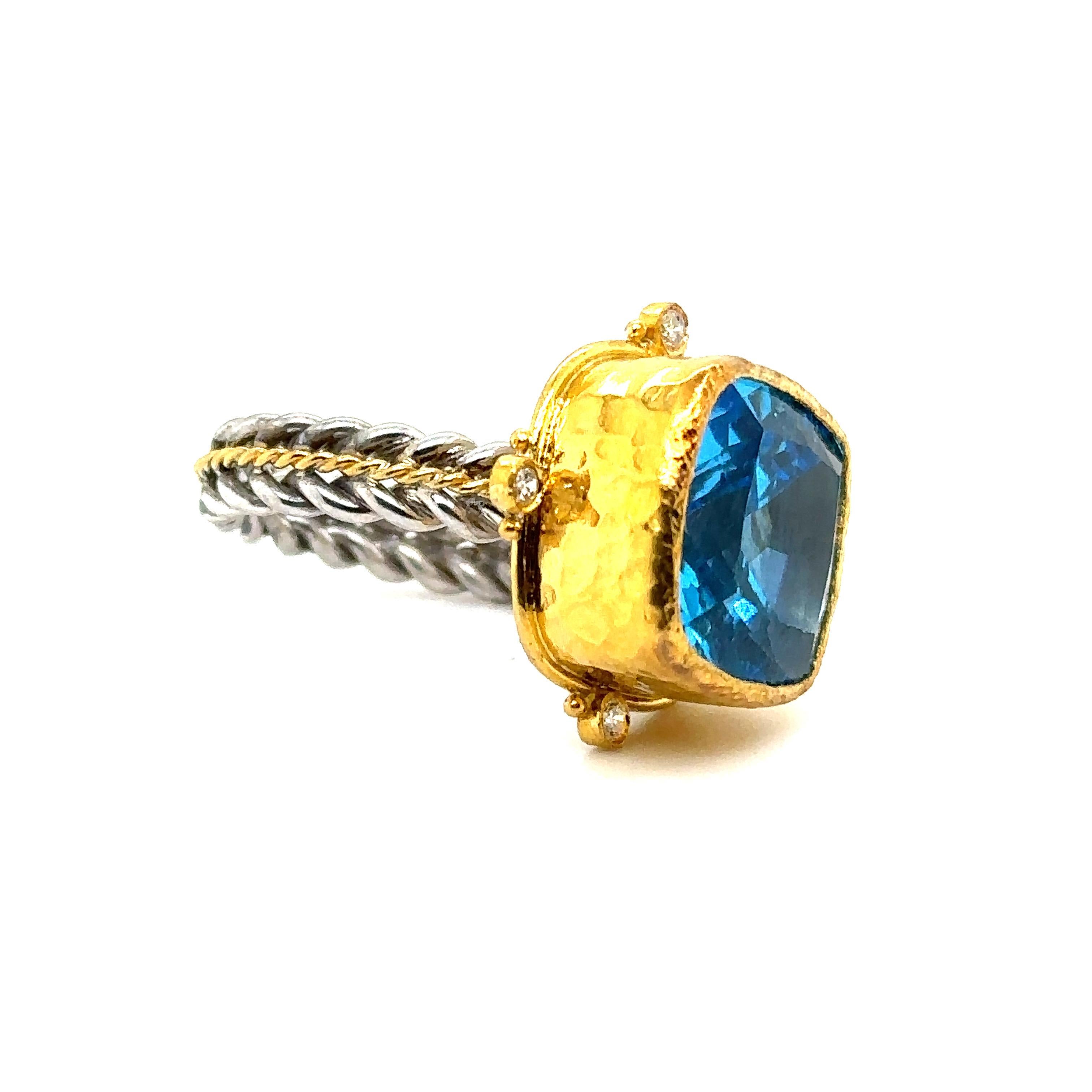 JAS-19-1995 - 24K GOLD/STERLING SILVER RING 0.10Ct DIAS.  For Sale 1