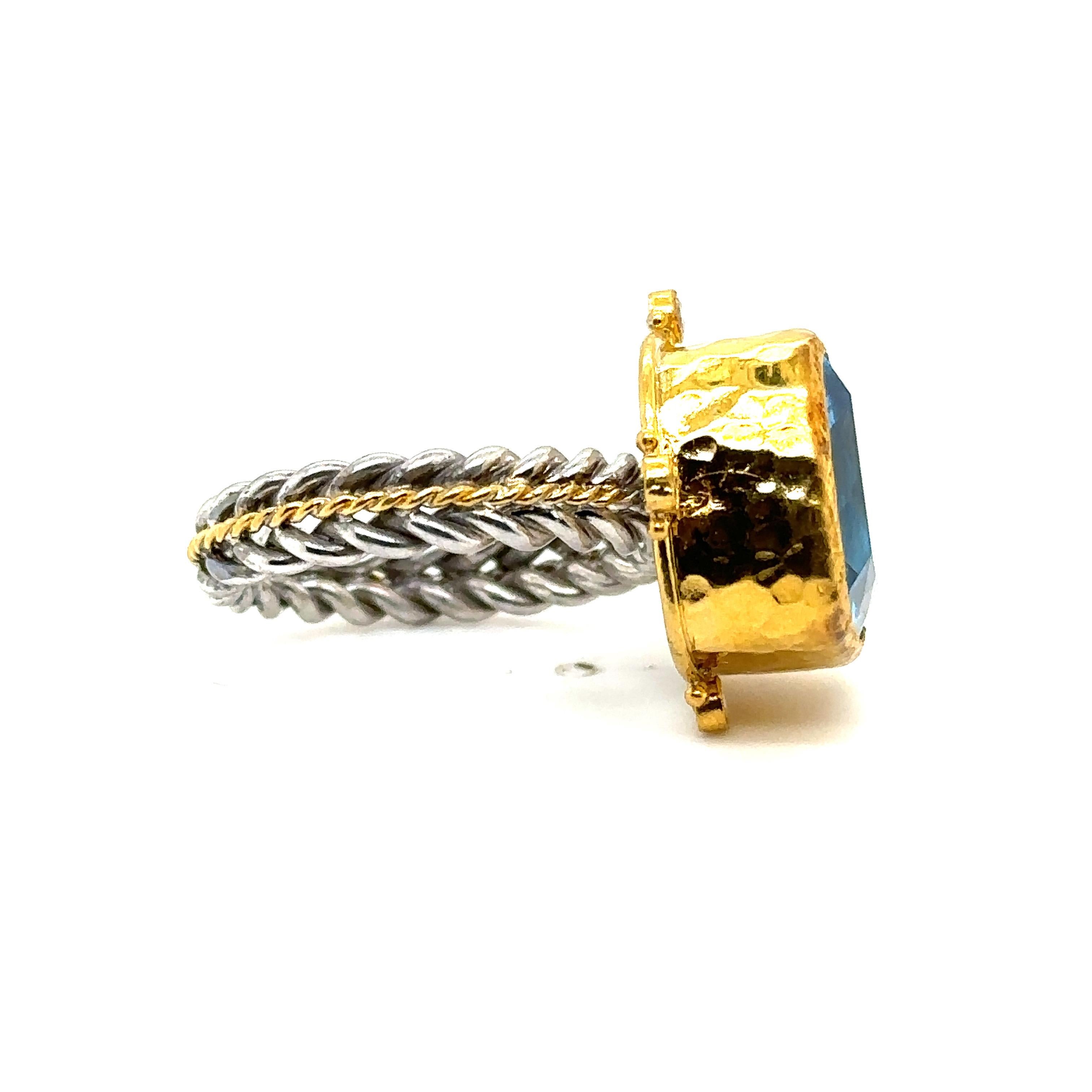 JAS-19-1995 - 24K GOLD/STERLING SILVER RING 0.10Ct DIAS.  For Sale 2
