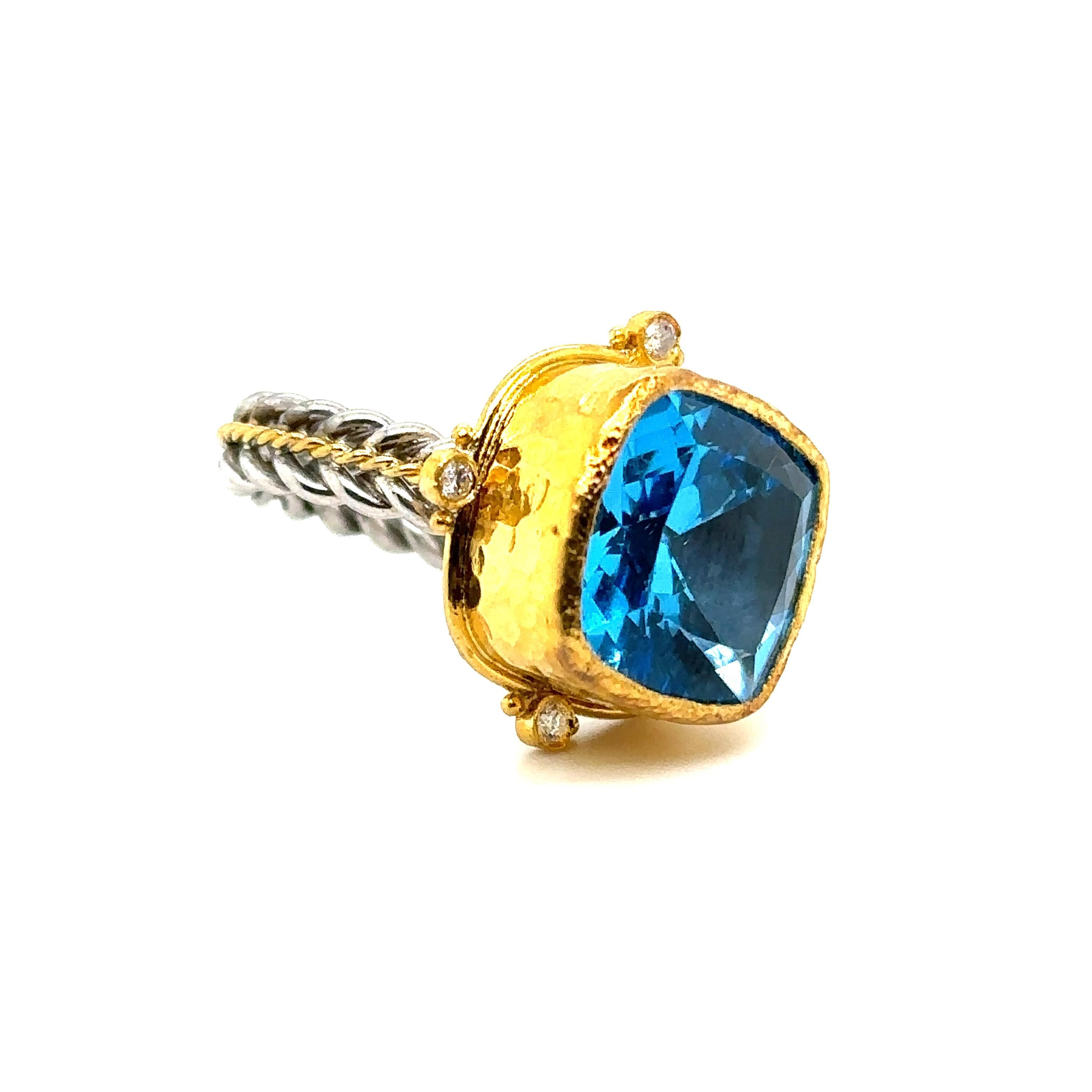 JAS-19-1995 - 24K GOLD/STERLING SILVER RING 0.10Ct DIAS.  For Sale 3