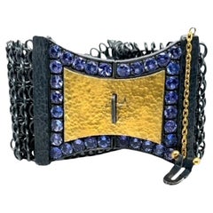 JAS-20-2041 - BRACCIALE A CINTURINO IN 24K/SS FATTO A MANO con TANZANITI