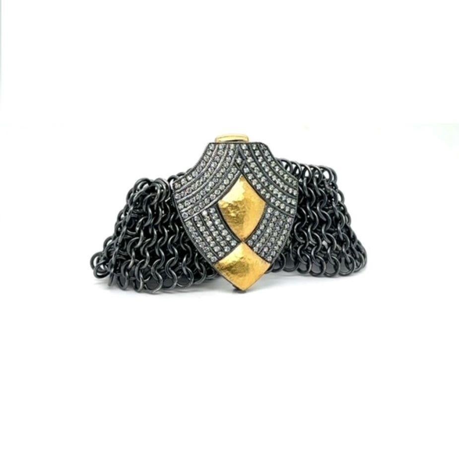 JAS-20-2044 - PULSERA DE MALLA HECHA A MANO DE 24K/SS con DIAMANTES DE 2,50 CT Moderno en venta