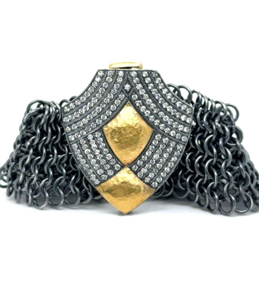 De las mujeres JAS-20-2044 - PULSERA DE MALLA HECHA A MANO DE 24K/SS con DIAMANTES DE 2,50 CT en venta