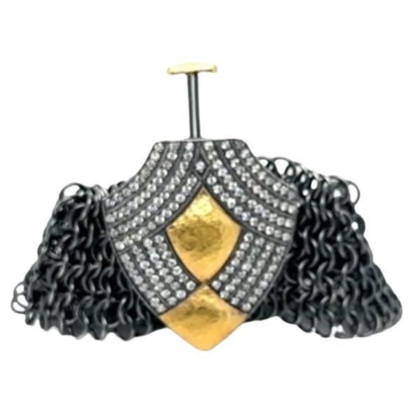 JAS-20-2044 - BRACCIALE IN MESH FATTO A MANO 24K/SS con DIAMANTI DA 2,50 CT