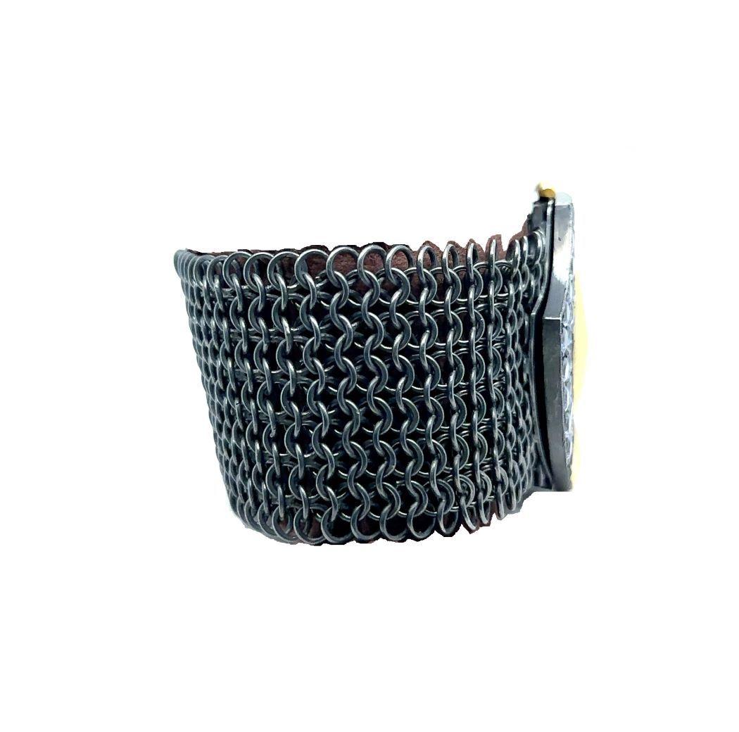 JAS-20-2045-A - BRACCIALE IN MESH FATTO A MANO 24K/SS con TANZANITI in vendita 1