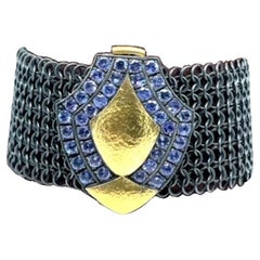 JAS-20-2045-A - 24K/SS - BRACELET en maille fait à la main avec tANZANITES