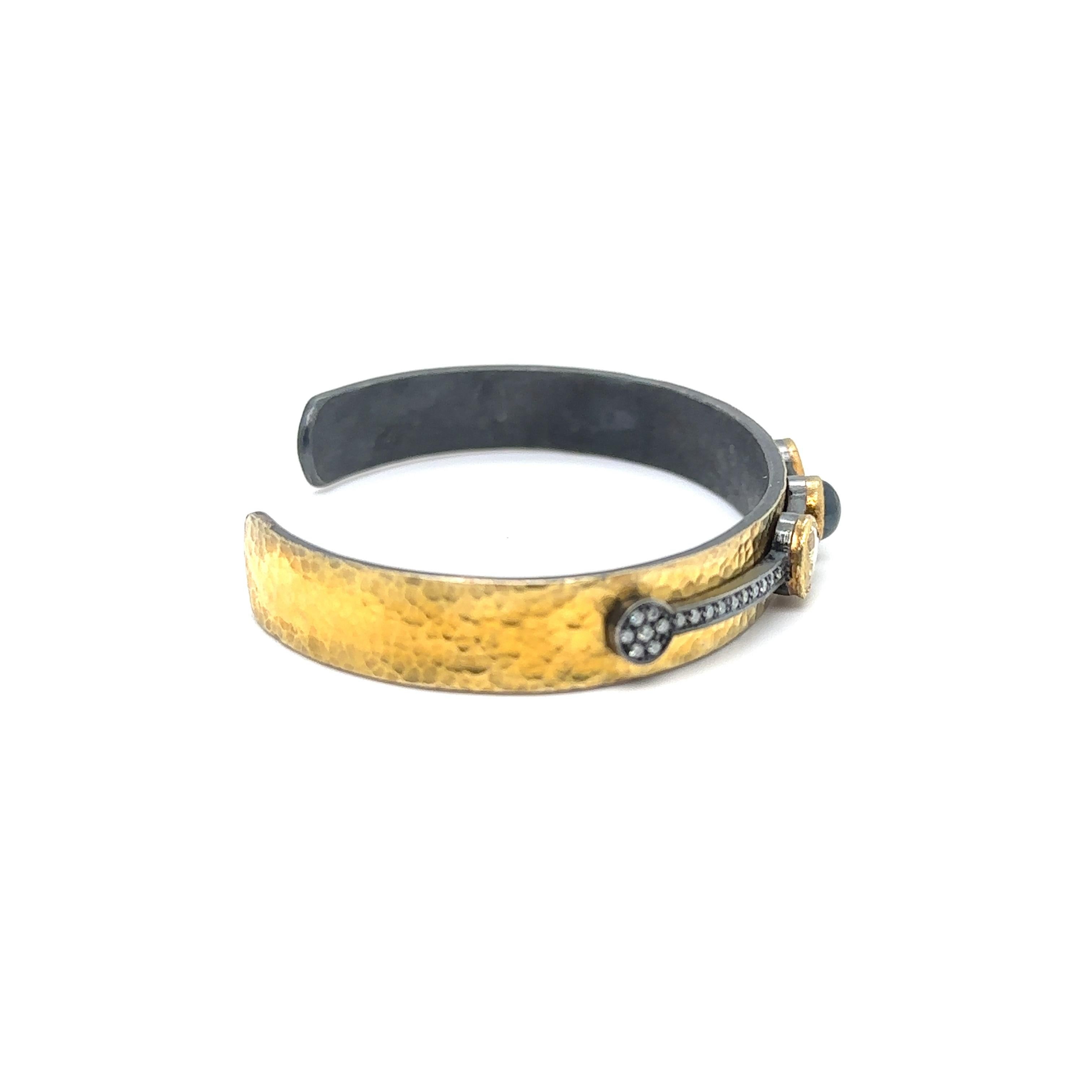 JAS-20-2053 - 24K/SS  BANGLE FLESSIBILE con SAPFIRES e DIAMONDS in vendita 2