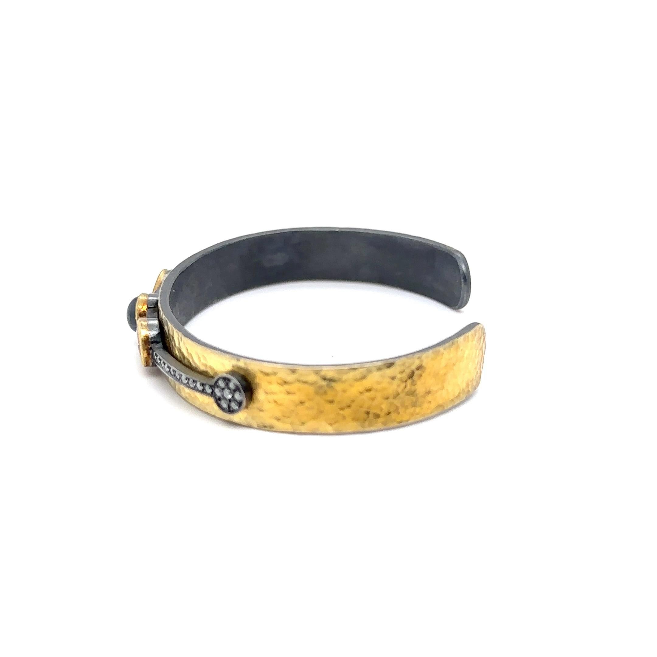JAS-20-2053 - 24K/SS  BANGLE FLESSIBILE con SAPFIRES e DIAMONDS in vendita 3