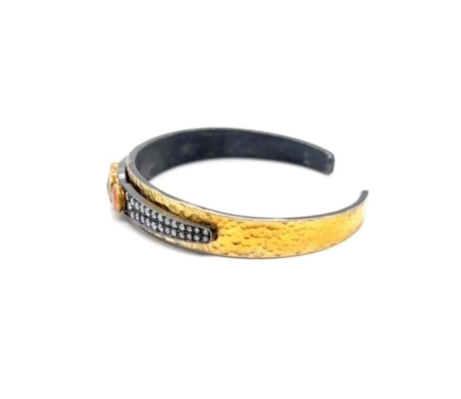 JAS-20-2054 - BRACCIALE FLESSIBILE A LAMPO 24K/SS con DIAMANTI E ZAFFI ARANCIONI in vendita 8