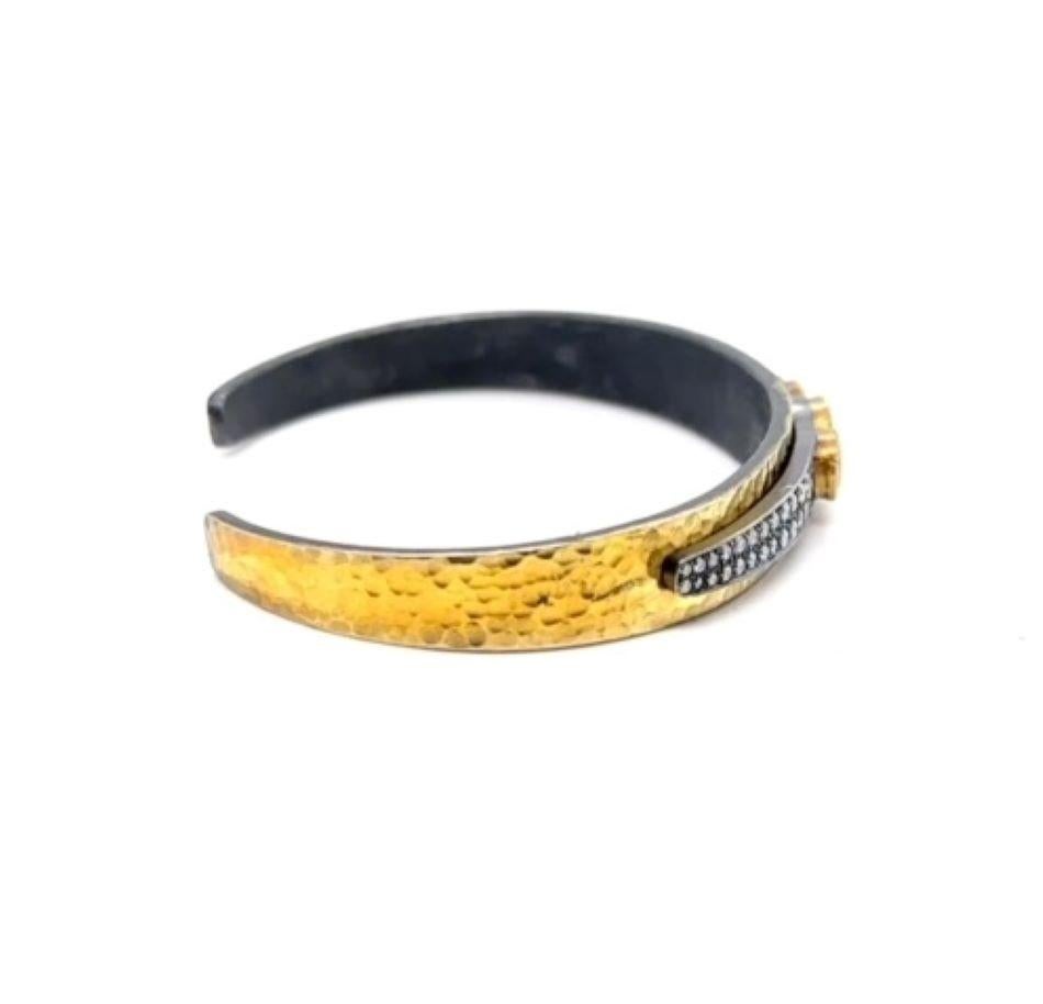 JAS-20-2054 - BRACCIALE FLESSIBILE A LAMPO 24K/SS con DIAMANTI E ZAFFI ARANCIONI in vendita 10