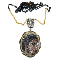JAS-20-2055 - COLGANTE MOSAICO DE ORO/SS DE 24KT CON DIAMANTES