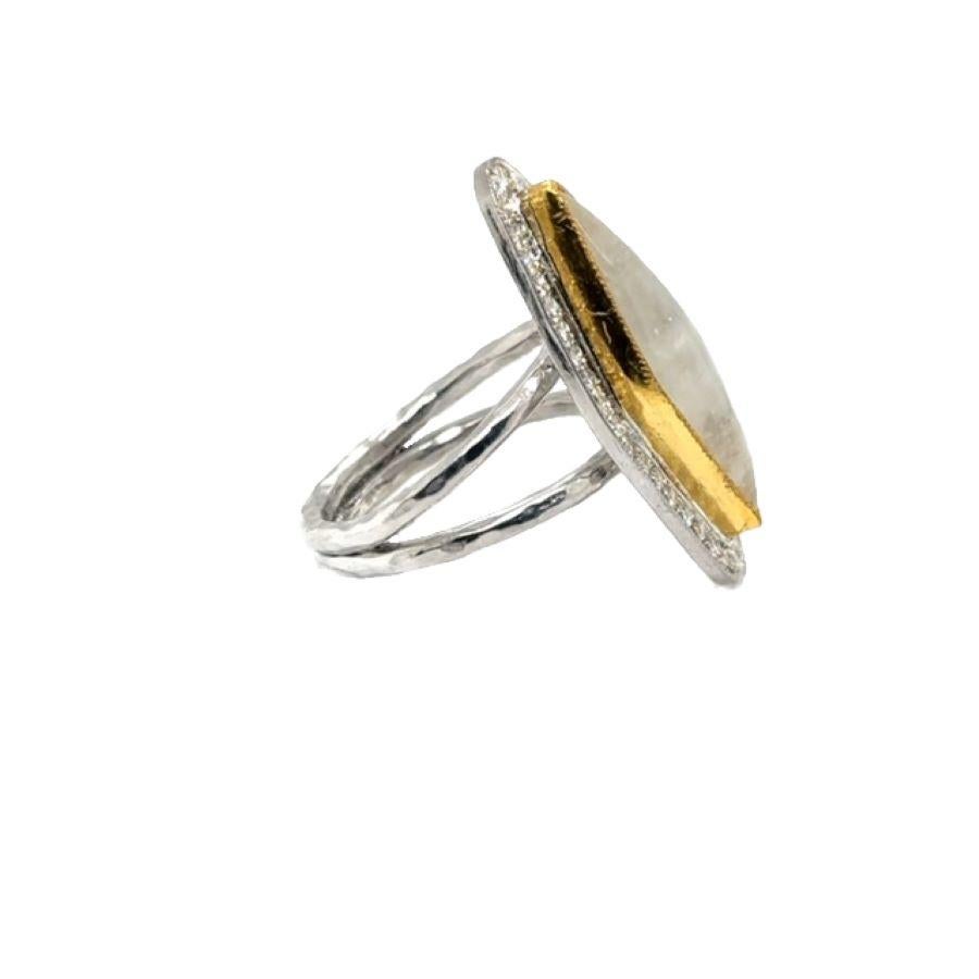 JAS-21-2220 - 24K/SS handgefertigter Ring mit Diamanten und 15CT Diamanten in SHAPE CAB.MOON im Angebot 4