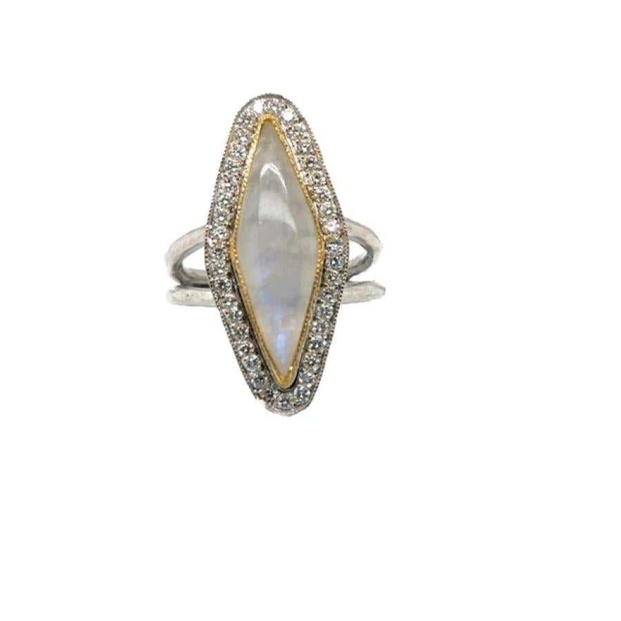 JAS-21-2220 - 24K/SS handgefertigter Ring mit Diamanten und 15CT Diamanten in SHAPE CAB.MOON im Angebot 9