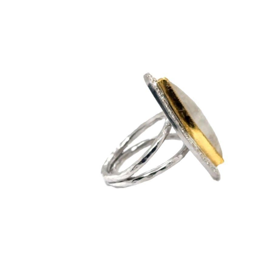 JAS-21-2220 - 24K/SS handgefertigter Ring mit Diamanten und 15CT Diamanten in SHAPE CAB.MOON im Angebot 10