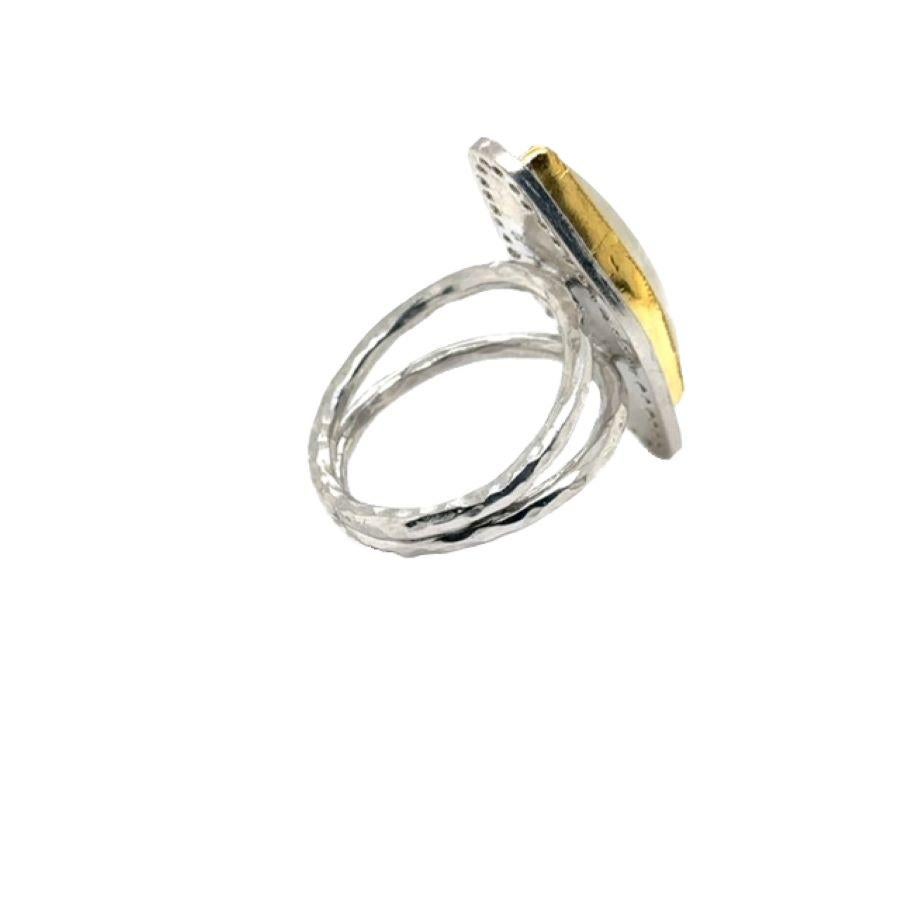 JAS-21-2220 - 24K/SS handgefertigter Ring mit Diamanten und 15CT Diamanten in SHAPE CAB.MOON im Angebot 2