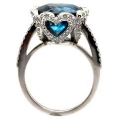 JAS-21-2230LBT - 14K WG 1 Ct GH-SI1 DIAMONDS & 12MM 8,50Ct RD LONDON BLUE TOPAZ
