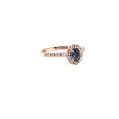 JAS-21-2235 - 14K ROSE GOLD OVAL SAPPHIRE RING with DIAMONDS