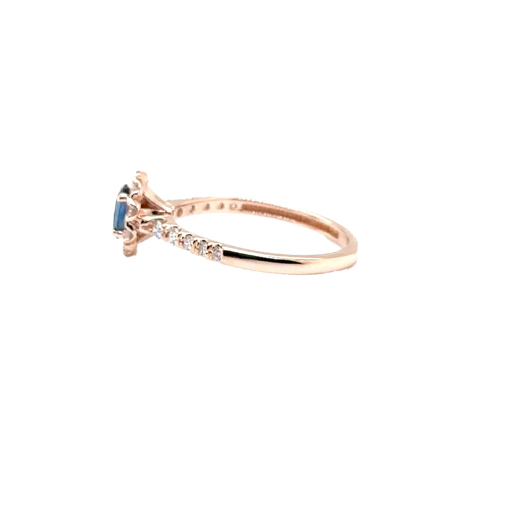 Modern JAS-21-2235 - 14K ROSE GOLD OVAL SAPPHIRE RING with DIAMONDS For Sale