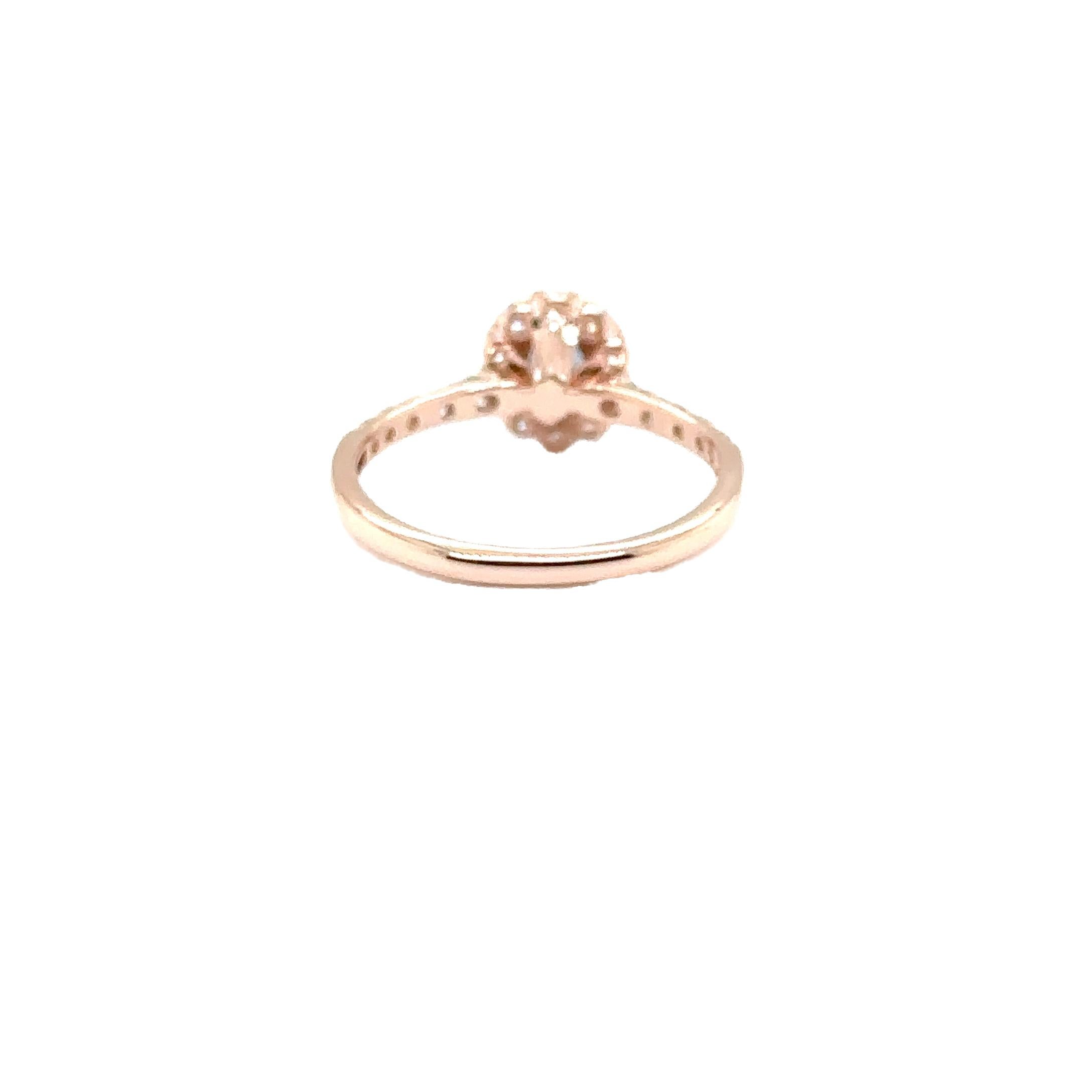 JAS-21-2235 - Bague saphir ovale en or rose 14 carats avec diamants en vente 2