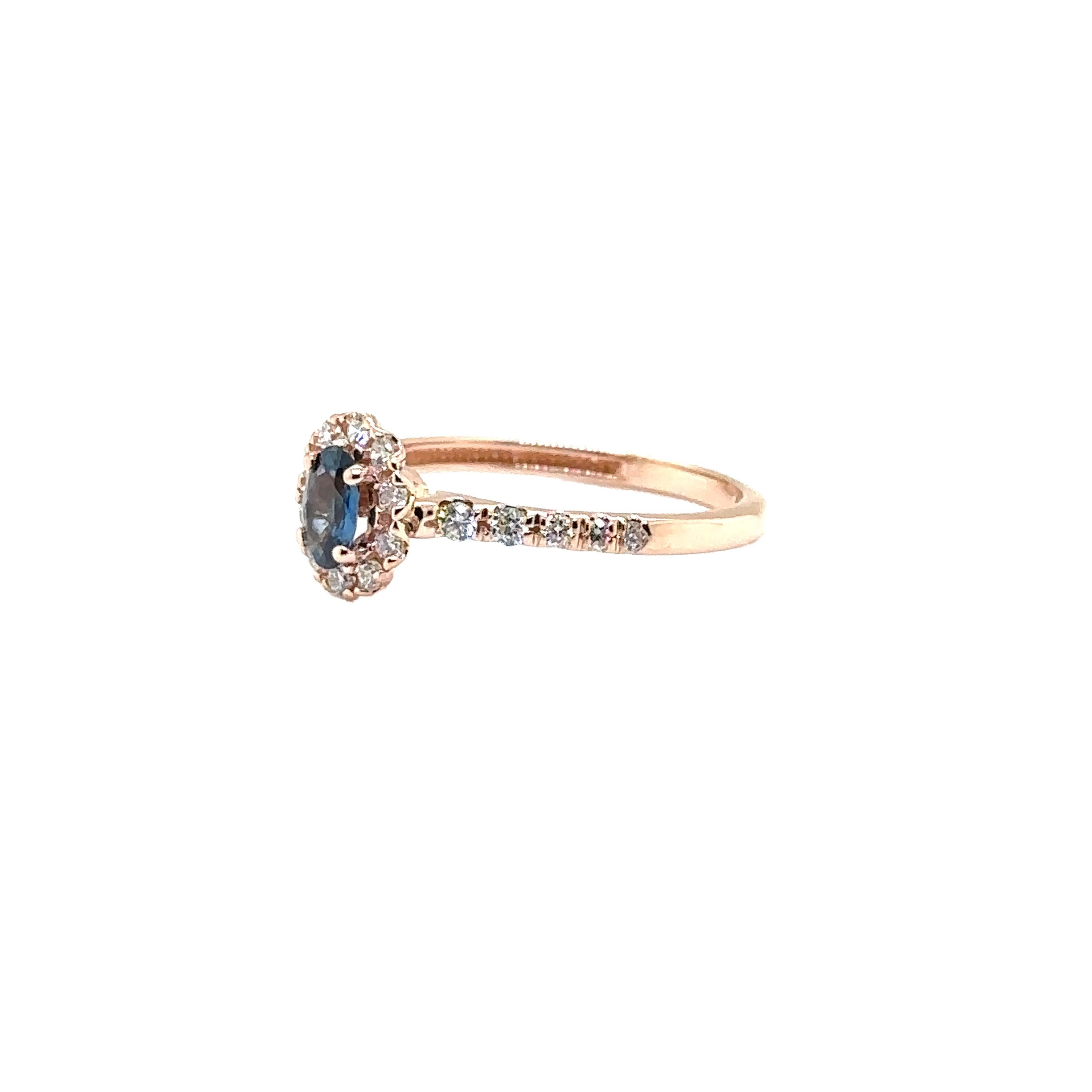 JAS-21-2235 - 14K ROSE GOLD OVAL SAPPHIRE RING with DIAMONDS For Sale 3