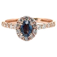 JAS-21-2235 - 14K ROSE GOLD OVAL SAPPHIRE RING with DIAMONDS