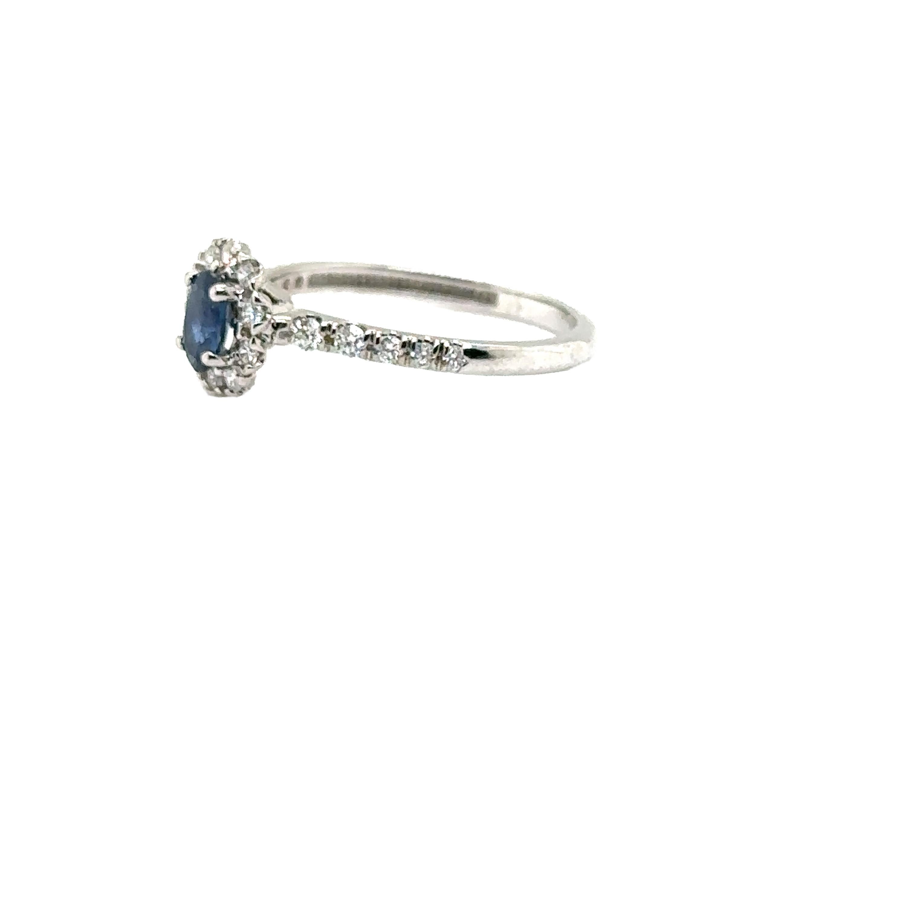 JAS-21-2236 - 14K WHITE GOLD OVAL SAPPHIRE RING with DIAMONDS For Sale 5