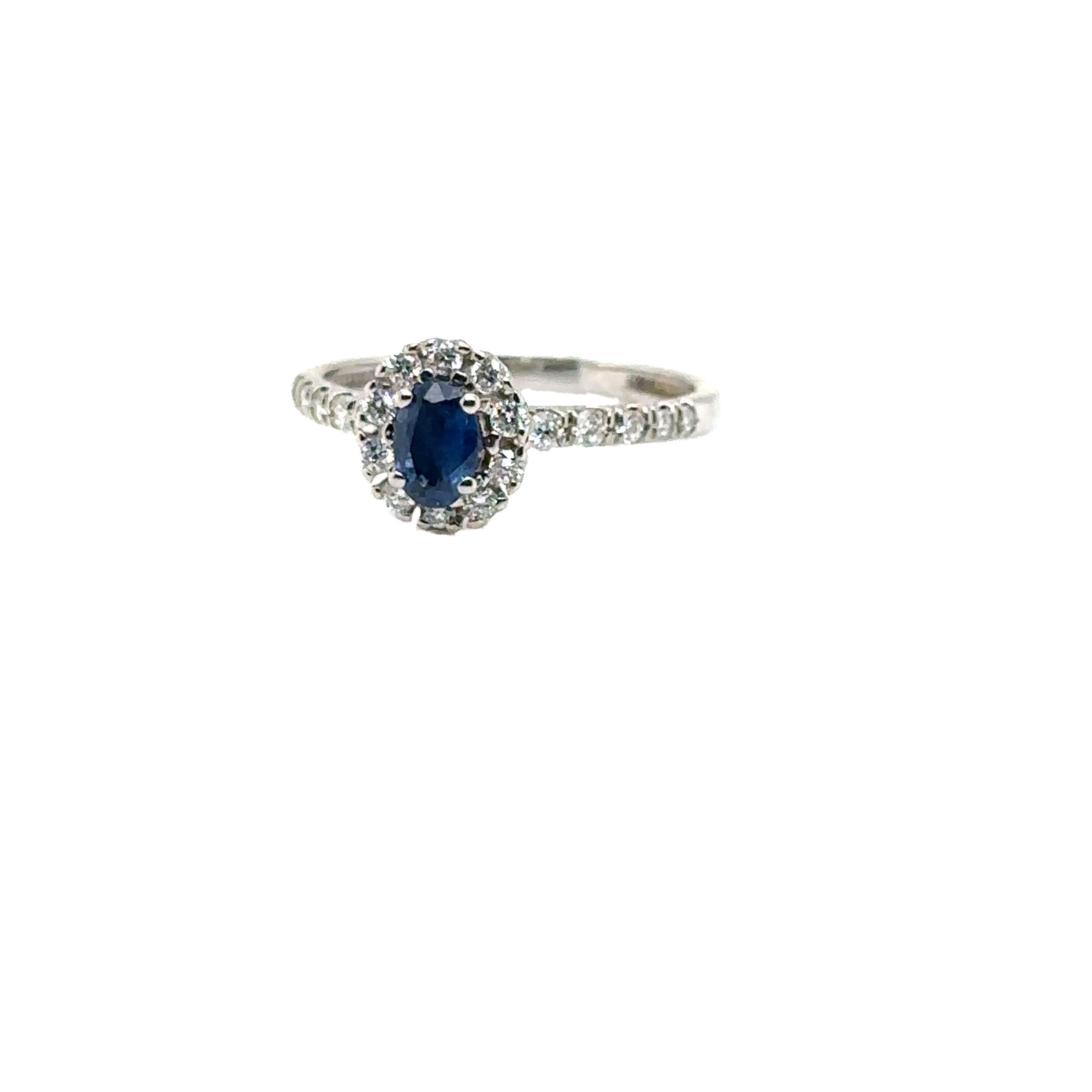 JAS-21-2236 - 14K WHITE GOLD OVAL SAPPHIRE RING with DIAMONDS For Sale 6