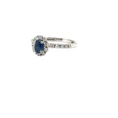 JAS-21-2236 - 14K WHITE GOLD OVAL SAPPHIRE RING with DIAMONDS