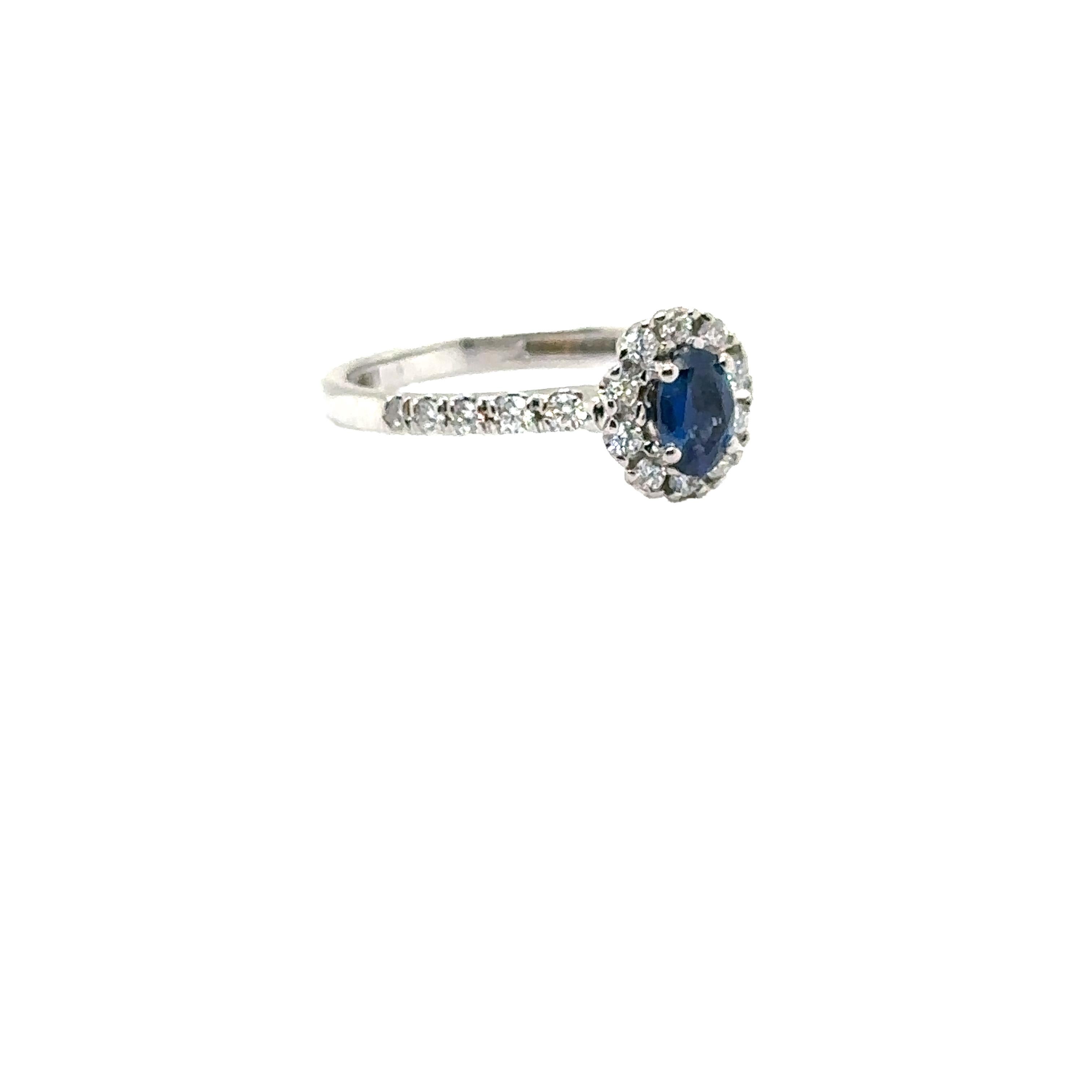 Oval Cut JAS-21-2236 - 14K WHITE GOLD OVAL SAPPHIRE RING with DIAMONDS For Sale