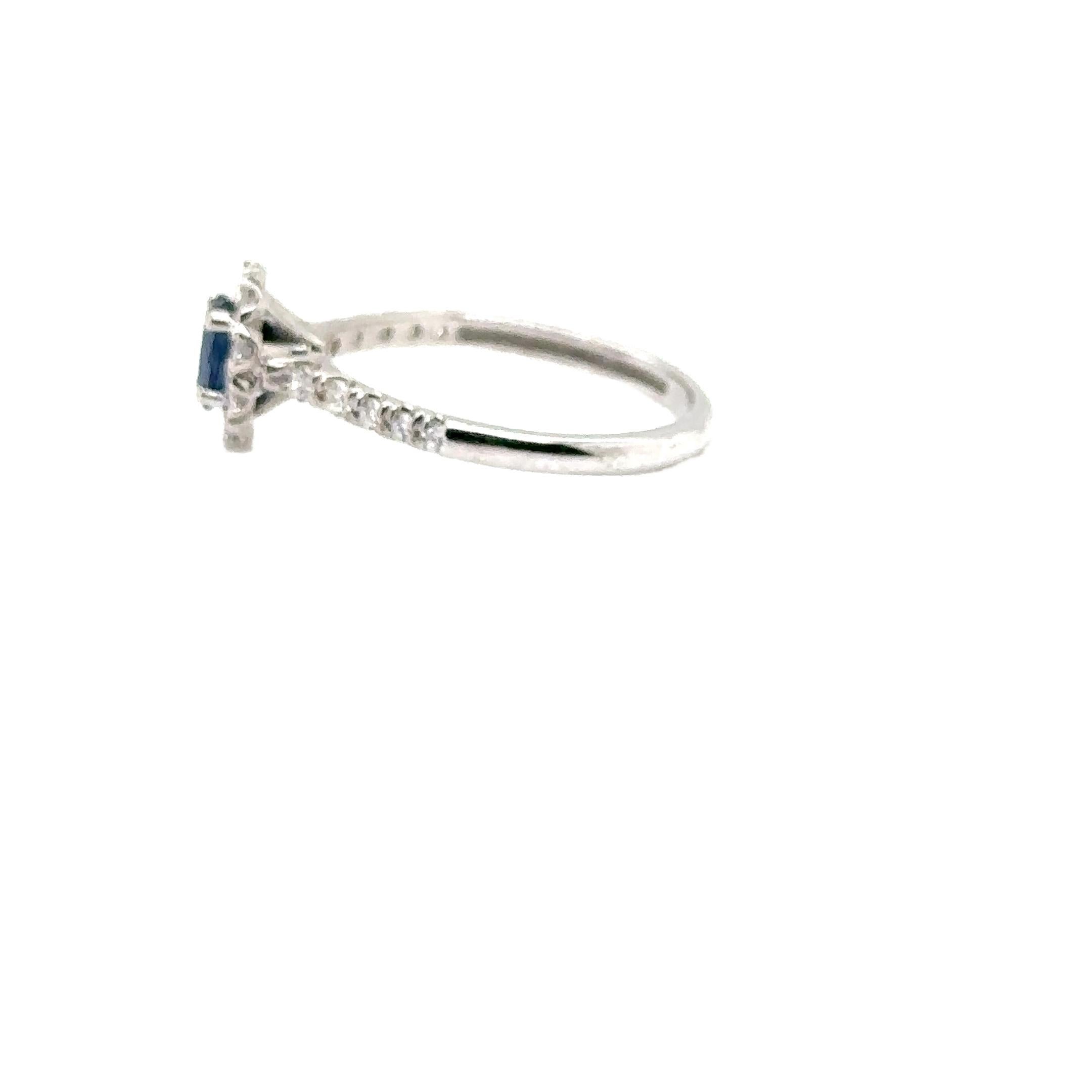 JAS-21-2236 - 14K WHITE GOLD OVAL SAPPHIRE RING with DIAMONDS For Sale 1