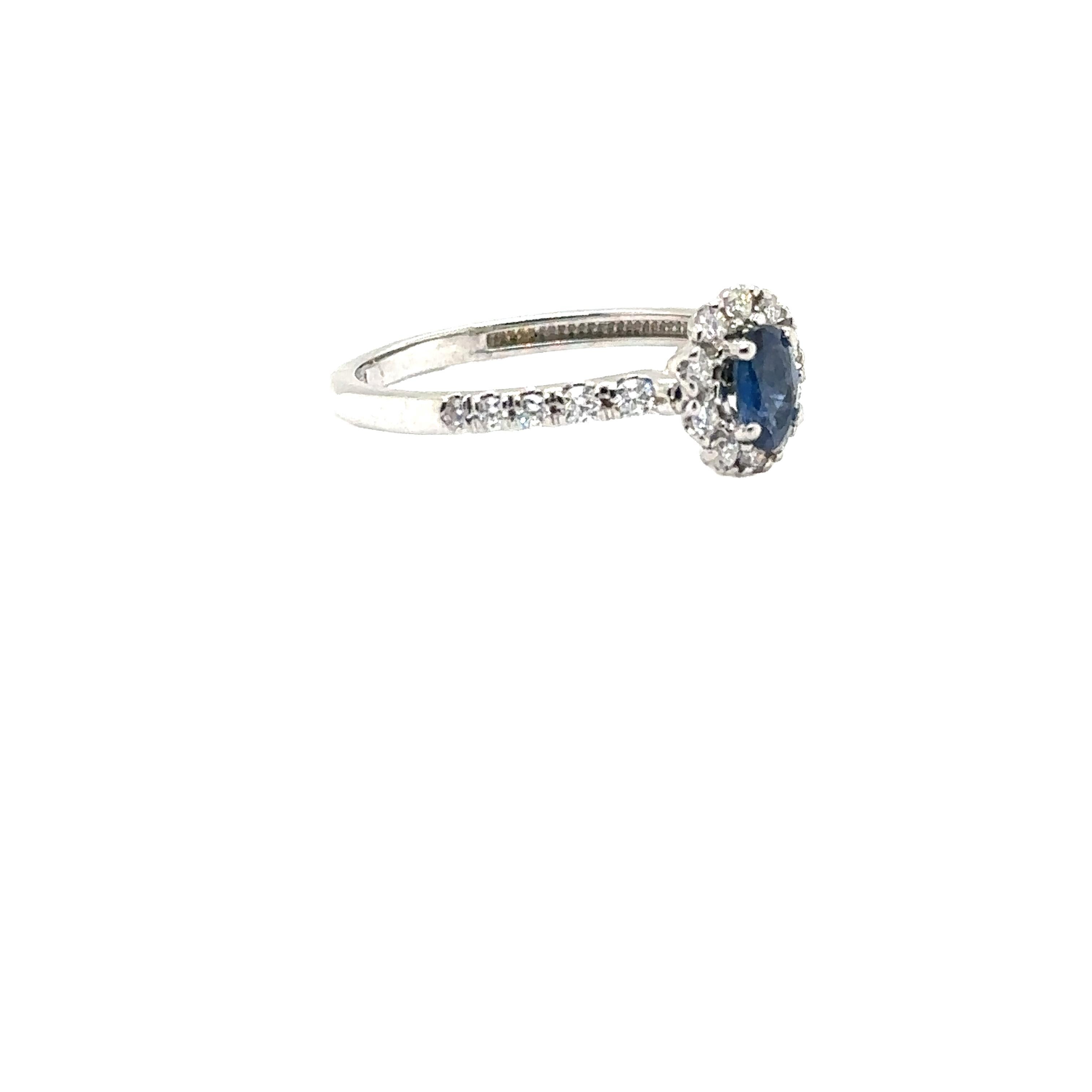 JAS-21-2236 - 14K WHITE GOLD OVAL SAPPHIRE RING with DIAMONDS For Sale 2