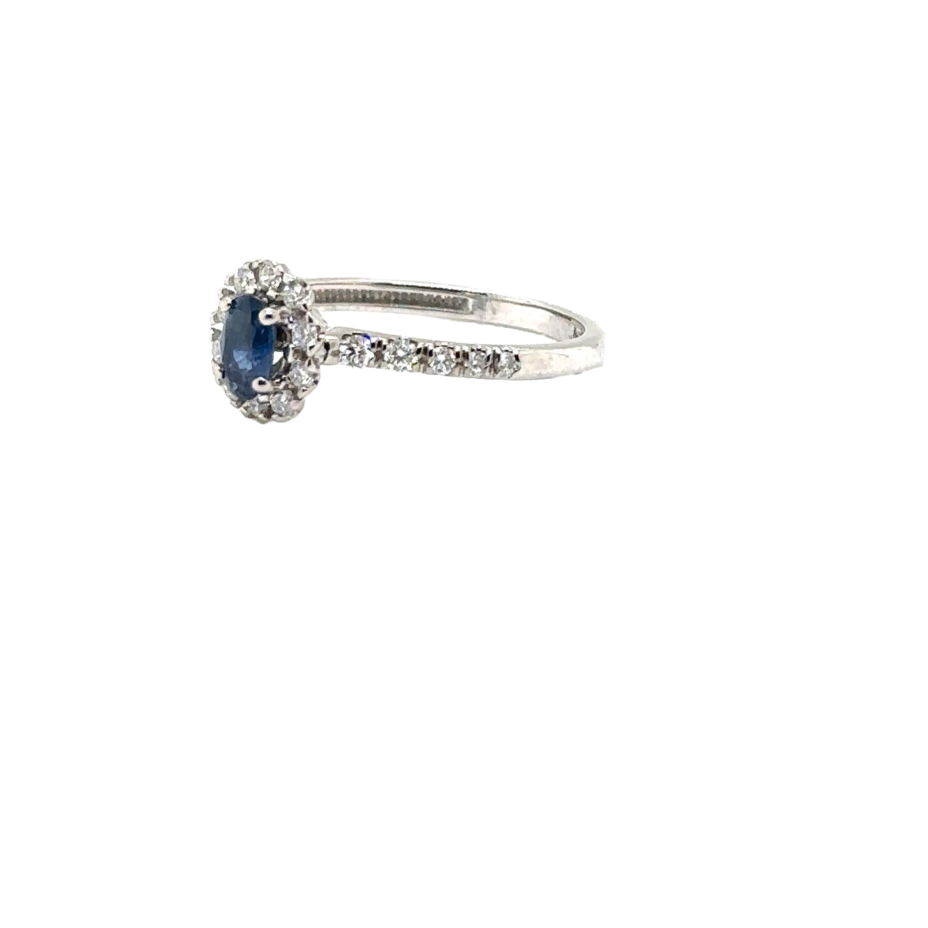 JAS-21-2236 - 14K WHITE GOLD OVAL SAPPHIRE RING with DIAMONDS For Sale 3