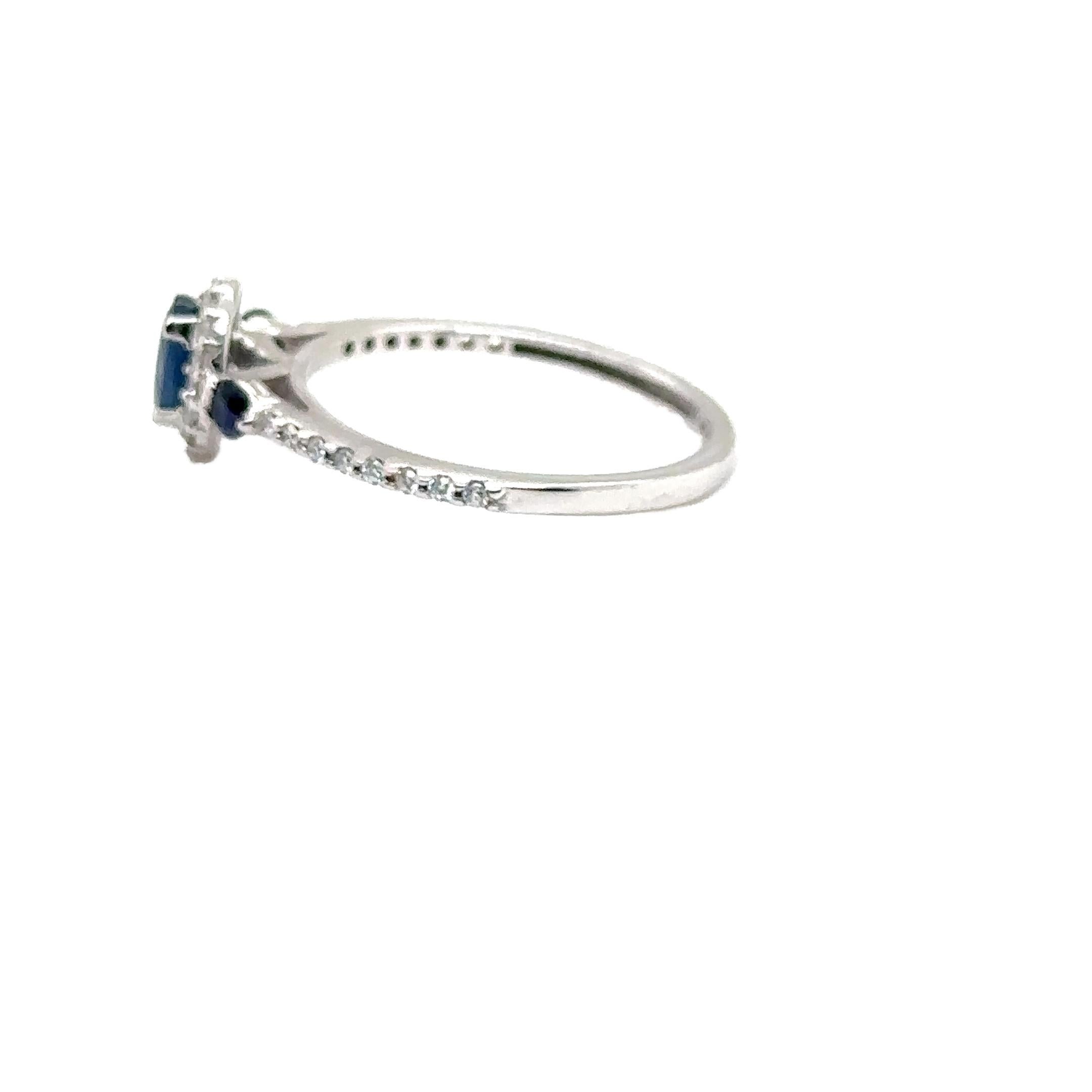 Women's JAS-21-2237 - 14K WHITE GOLD OVAL SAPPHIRES RING w DIAMONDS  For Sale