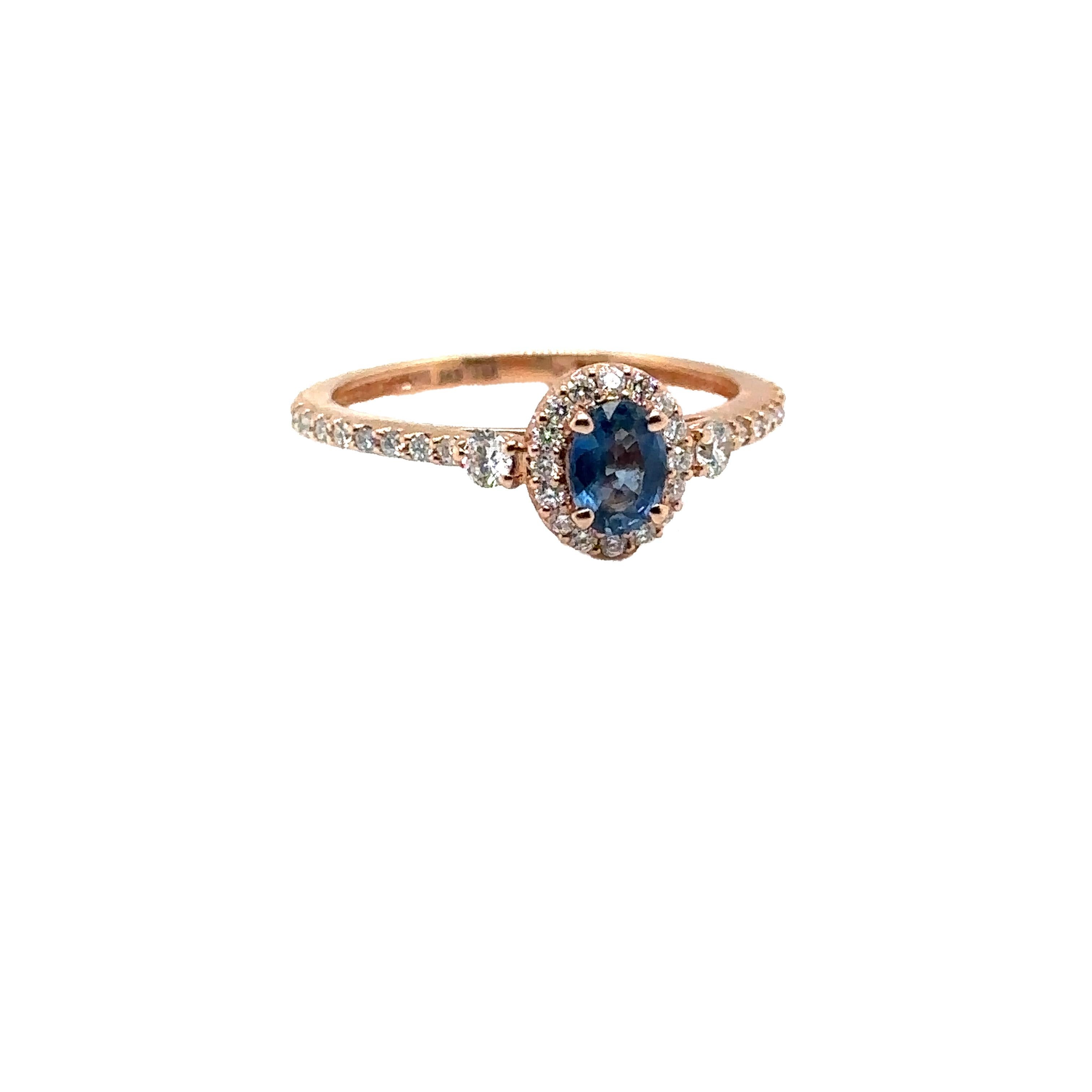 14K ROSE GOLD OVAL SAPPHIRE RING with DIAMONDS
Metal: 14K ROSE GOLD
Diamond Info: GH SI 0.40CT
Stones Info: 6X4 OVAL SAPPHIRE 0.52CT
Total Dia Weight: 0.40 cwt.
Total Stone Weight: 0.52 cwt.
Item Weight: 2.55 gm
Ring Size: 8