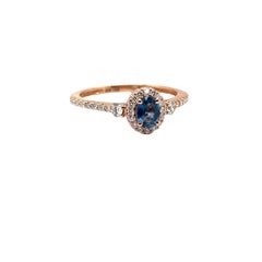 JAS-21-2238 - 14K ROSE GOLD OVAL SAPPHIRE RING with DIAMONDS