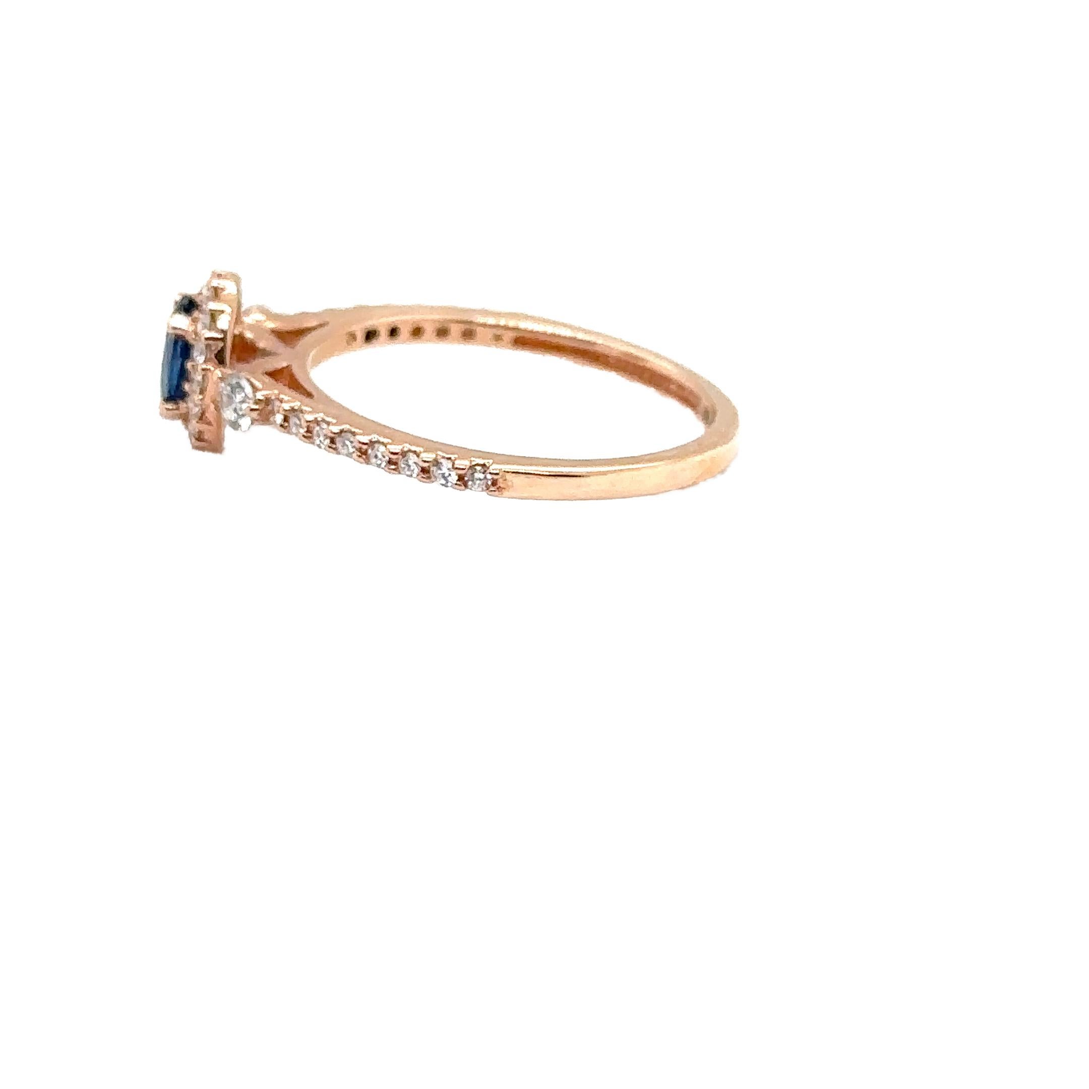 Women's JAS-21-2238 - 14K ROSE GOLD OVAL SAPPHIRE RING with DIAMONDS For Sale
