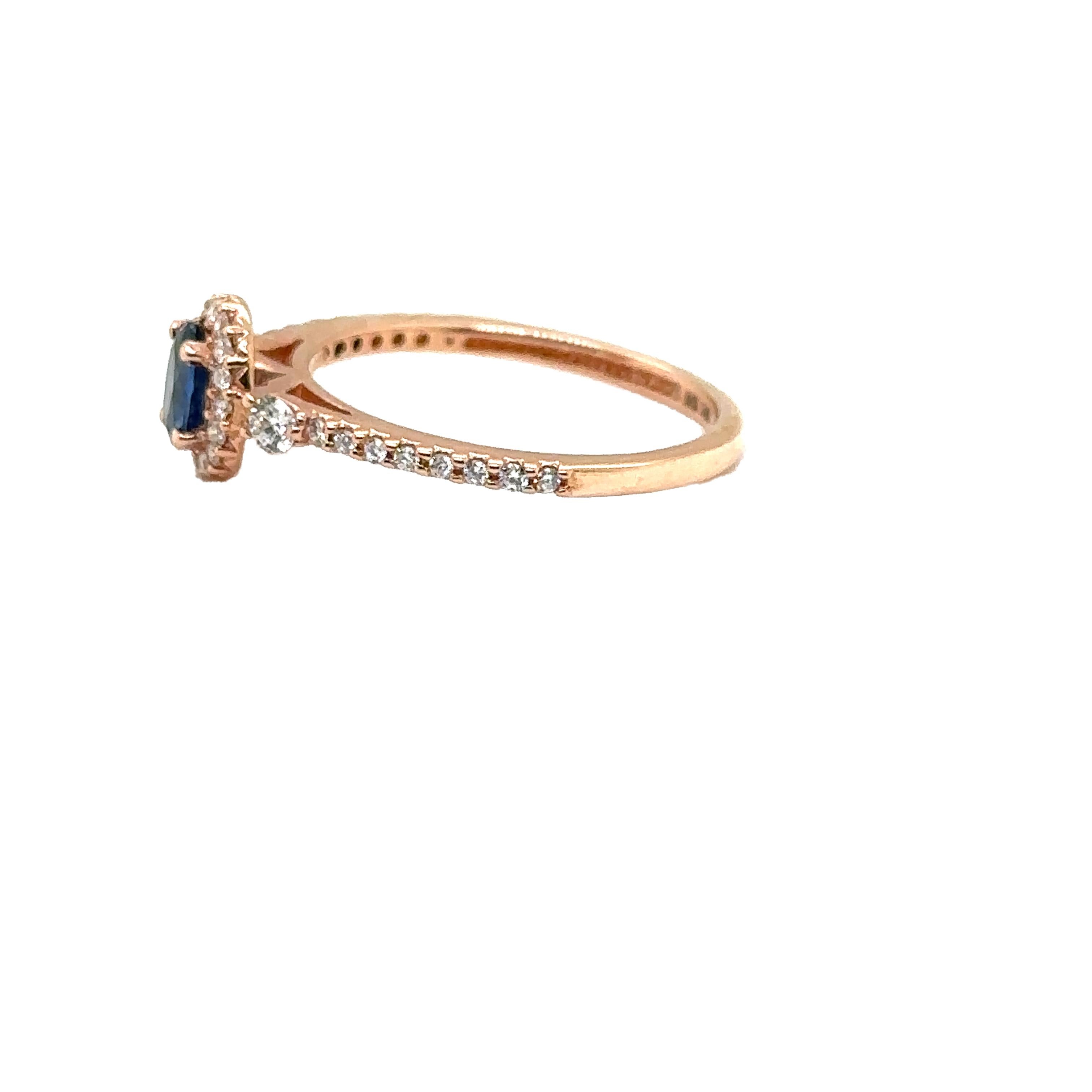 JAS-21-2238 - 14K ROSE GOLD OVAL SAPPHIRE RING with DIAMONDS For Sale 2