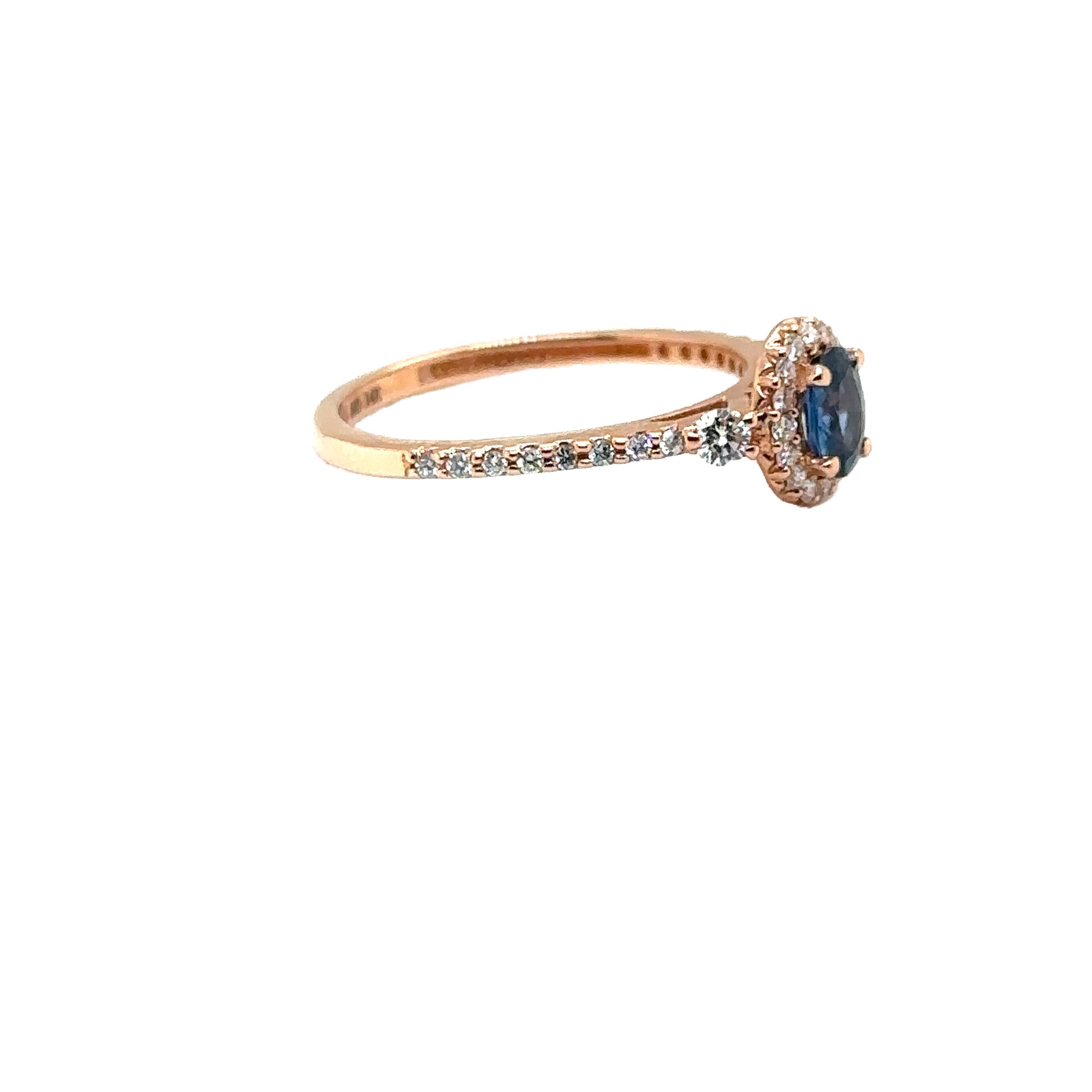 JAS-21-2238 - 14K ROSE GOLD OVAL SAPPHIRE RING with DIAMONDS For Sale 3