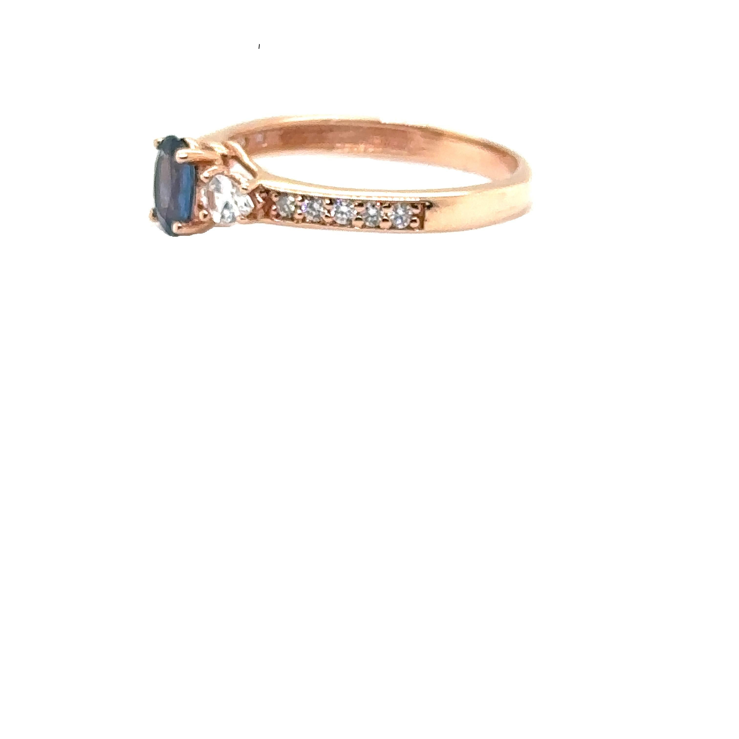 JAS-21-2240 - 14K ROSE GOLD OVAL SAPPHIRE RING with WHITE SAPPHIRES & DIAMONDS For Sale 5