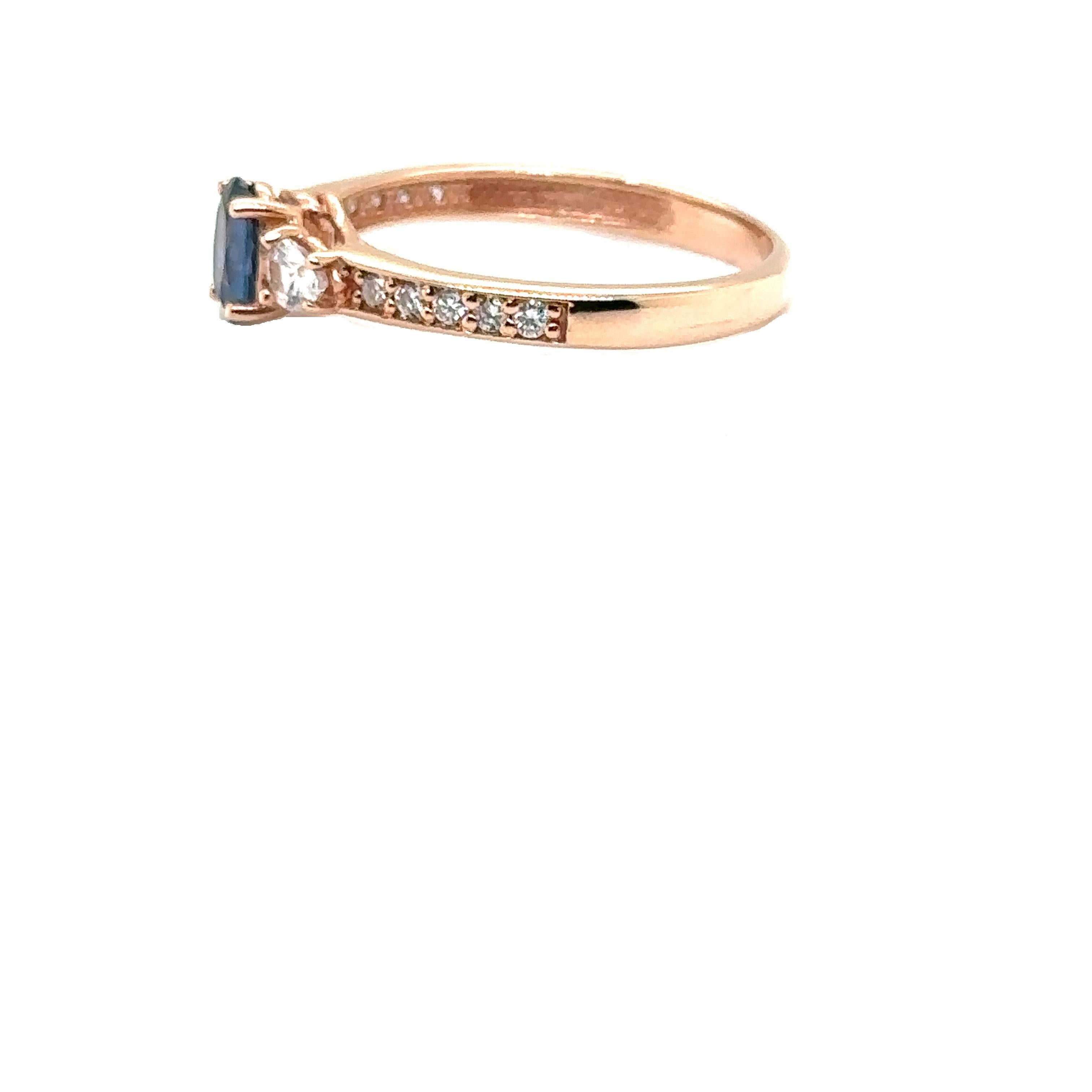JAS-21-2240 - 14K ROSE GOLD OVAL SAPPHIRE RING with WHITE SAPPHIRES & DIAMONDS For Sale 6