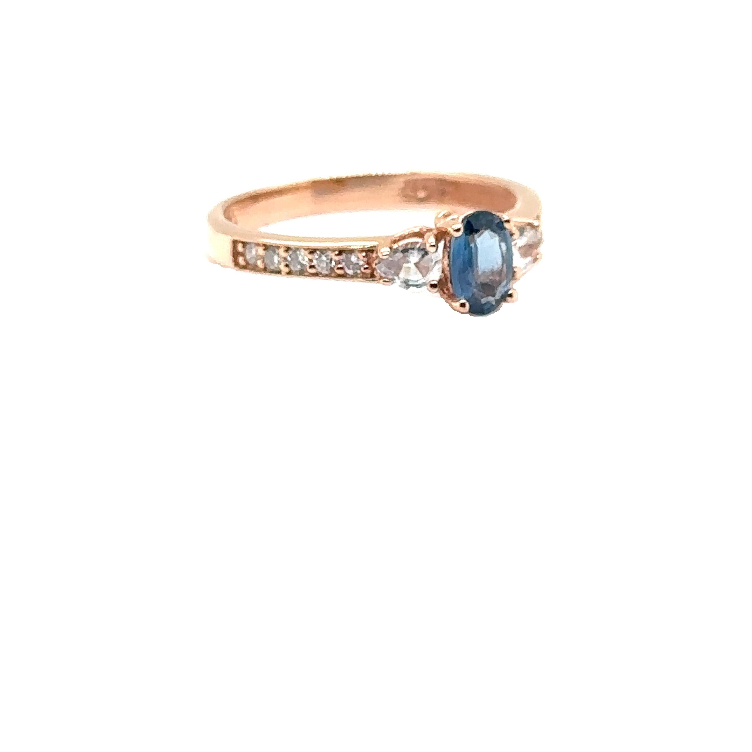 Modern JAS-21-2240 - 14K ROSE GOLD OVAL SAPPHIRE RING with WHITE SAPPHIRES & DIAMONDS For Sale