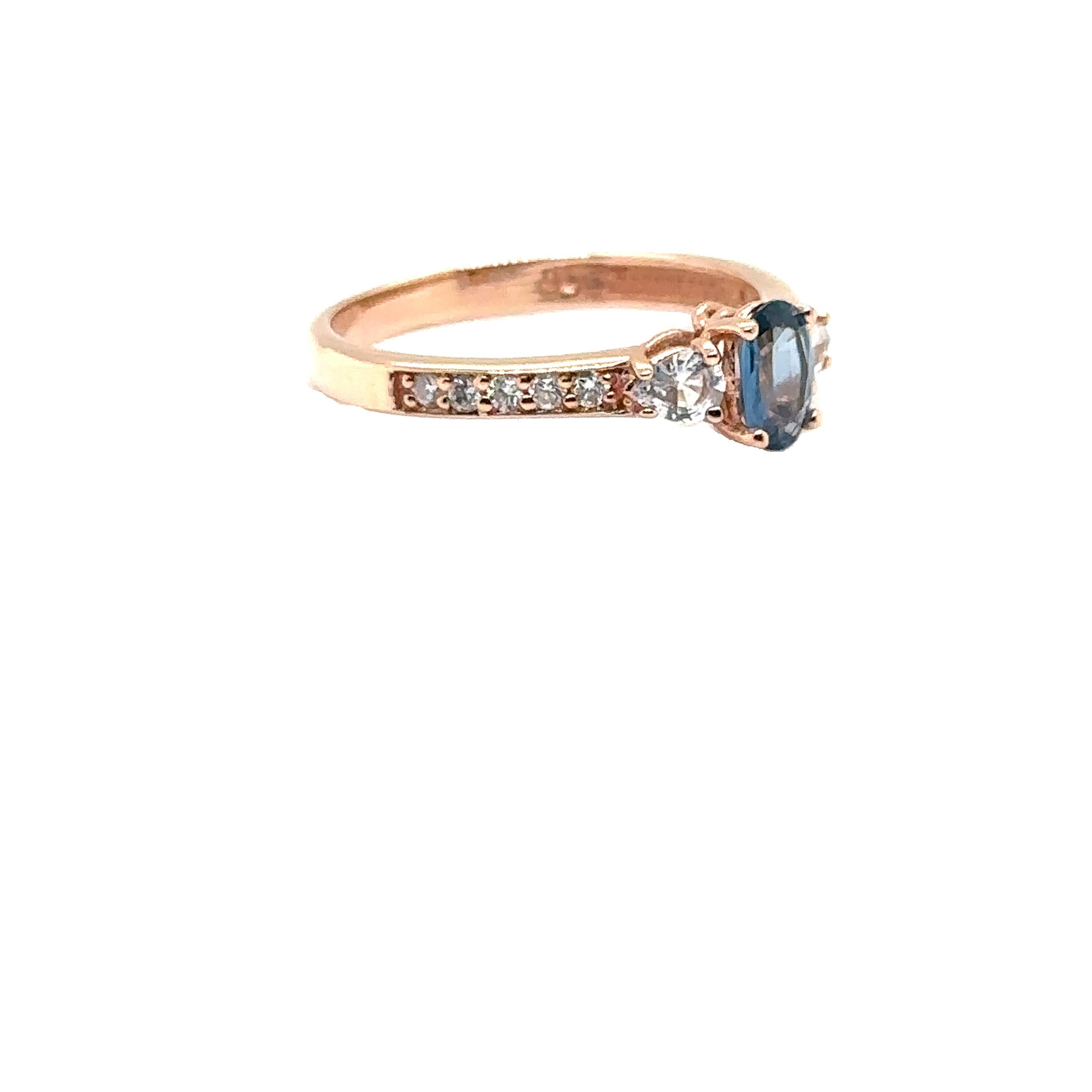 Oval Cut JAS-21-2240 - 14K ROSE GOLD OVAL SAPPHIRE RING with WHITE SAPPHIRES & DIAMONDS For Sale